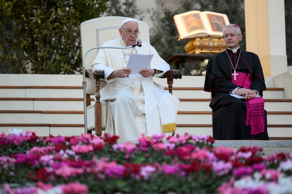 Pope Francis leads an ecumenical prayer vigil in St. Peter’s Square, at the Vatican. — Reuters pic/Vatican Media
