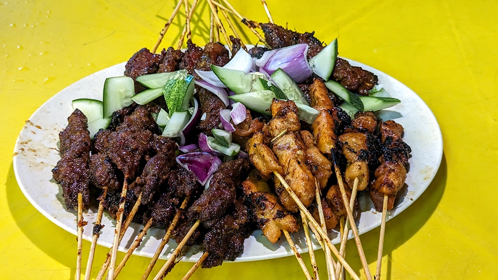 A trinity of chicken, beef and lamb 'satay' at Satay Kajang Zai. – Pictures by Ethan Lau
