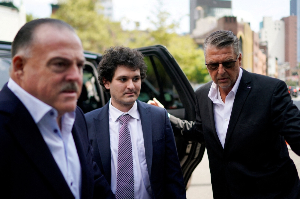 Sam Bankman-Fried, the founder of bankrupt cryptocurrency exchange FTX, arrives at court in New York August 11, 2023.  — Reuters pic