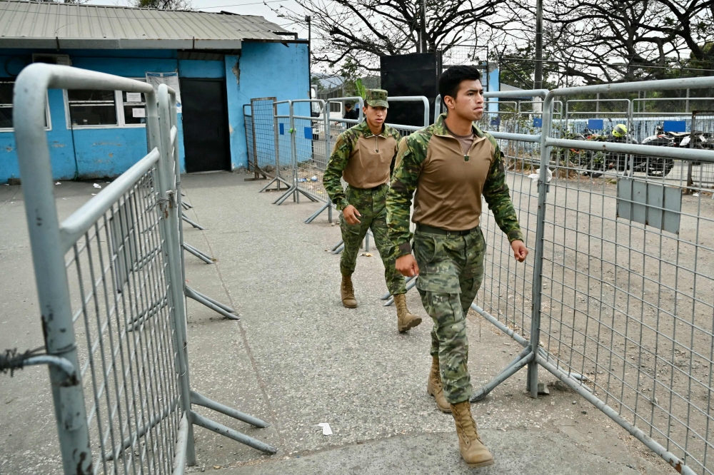 Ecuadorean soldiers inside the premises of the Guayas 1 prison, in Guayaquil, Ecuador. — AFP pic