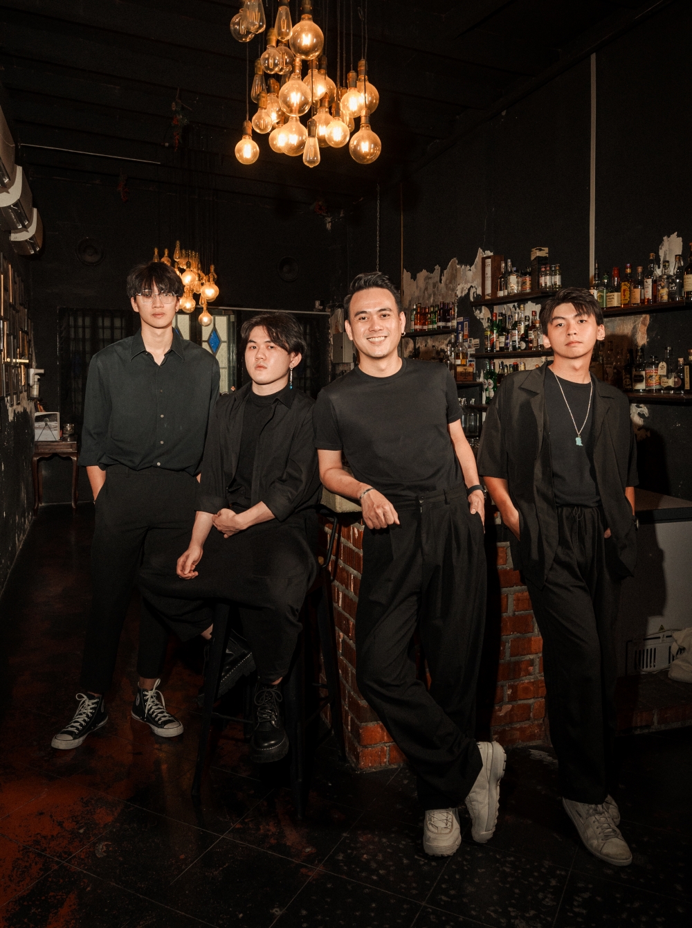 Justin Eng (2nd right) with his staff at Cocktails & Shots, described as enigmatic speakeasy. — Picture courtesy of Penang Cocktail Week