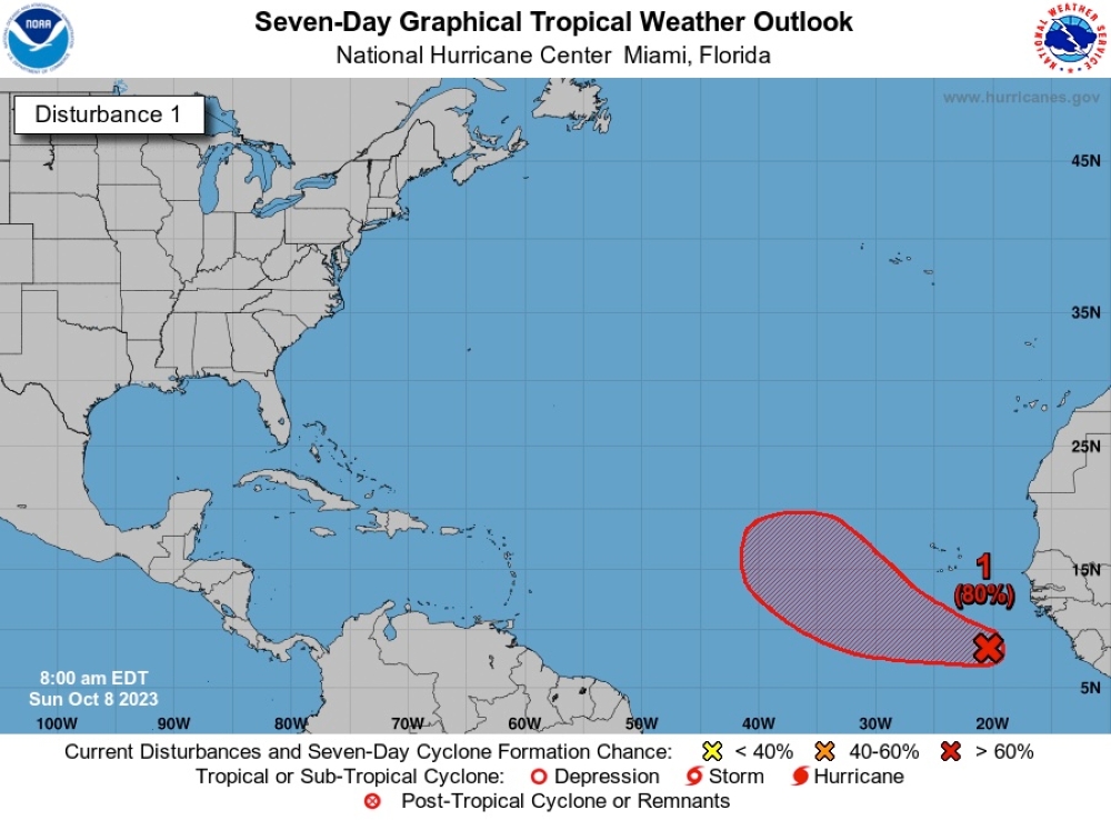 The US National Hurricane Centre said it was watching a low-latitude wave that has a high chance (80 per cent) of formation in the eastern tropical Atlantic by the mid part of this week. — Picture via X/NHC_Atlantic