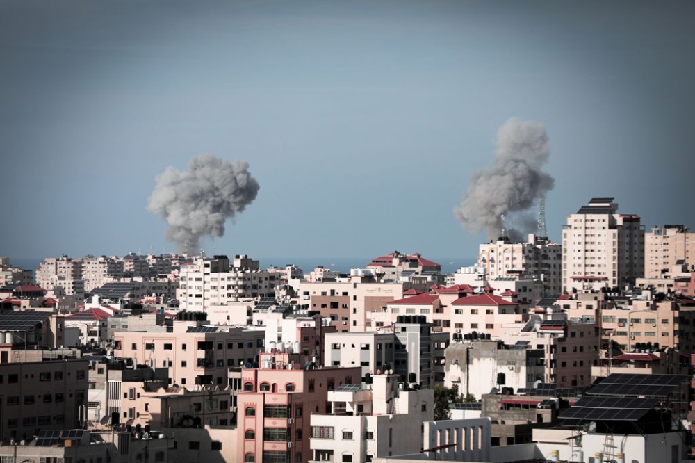Israeli airstrike in Gaza Strip, Palestine, on October 7, 2023 after the Palestinian Islamist group Hamas launched an assault that combined gunmen crossing into Israel with a barrage of rockets fired from Gaza. — Reuters pic