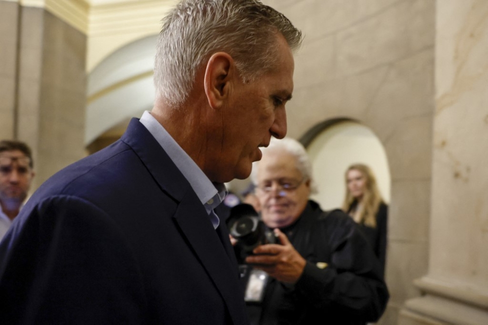 US Rep. Kevin McCarthy (R-CA) arrives to the US Capitol Building on October 05, 2023 in Washington, DC. In recent the days since McCarthy was ousted from the speakership, U.S. House Majority Leader Rep. Steve Scalise (R-LA) and Rep. Jim Jordan (R-OH) have stepped forward to run to replace him. — Getty Images via AFP