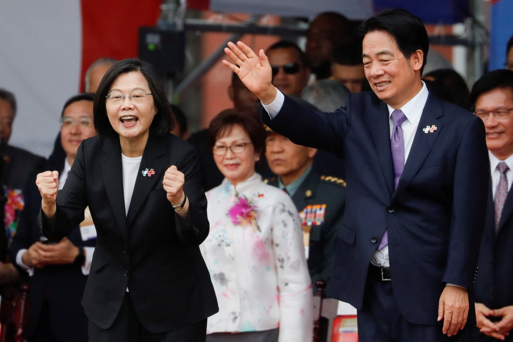 Taiwan’s President Tsai Ing-wen and Vice President William Lai during the National Day celebration ceremony in Taipei, Taiwan October 10, 2023. — Reuters pic