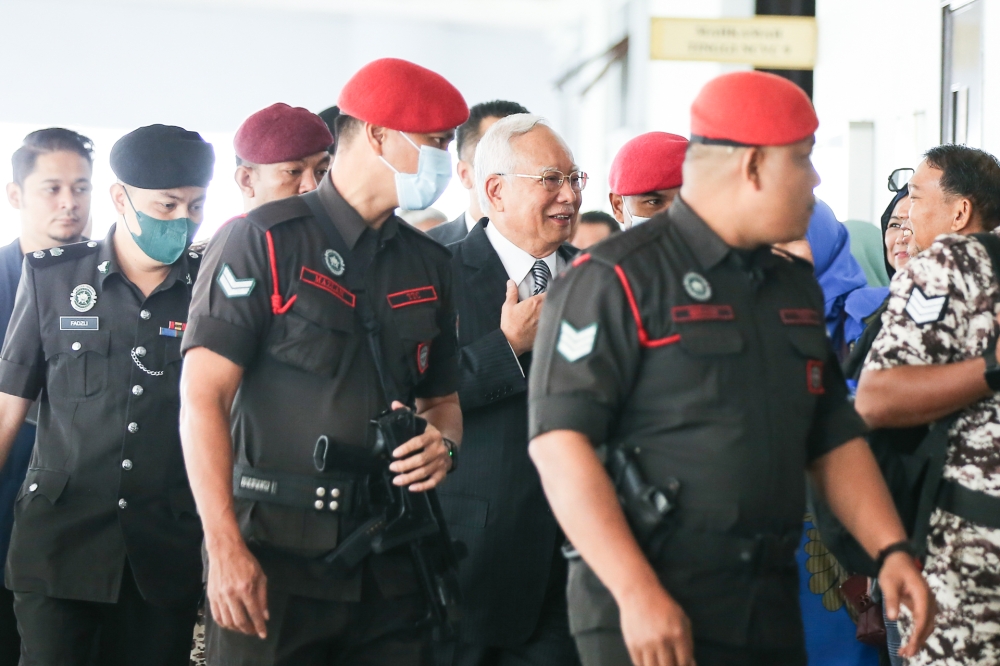 Datuk Seri Najib Razak claimed that the charges against him were part of a move that had been planned in advance by former attorney general Tan Sri Tommy Thomas and it was also in line with the Pakatan Harapan government’s plan at the time. —  Picture by Ahmad Zamzahuri