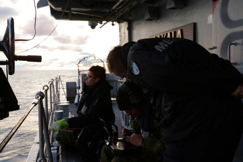 Estonian Navy conducts an undersea communications cable survey after a subsea gas pipeline and a telecommunications cable connecting Finland and Estonia under the Baltic Sea was damaged, in the Gulf of Finland, October 10, 2023. — Estonian Navy handout via Reuters pic