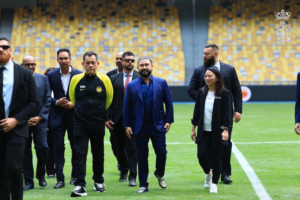 Youth and Sports Minister Hannah Yeoh at the official opening of the new pitch by the Tunku Mahkota of Johor Tunku Ismail Sultan Ibrahim, Bukit Jalil, October 12, 2023. — Picture from Facebook/HRH Crown Prince of Johor