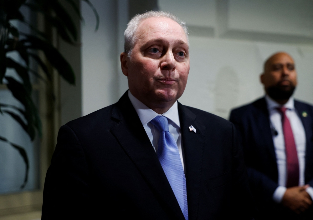 House Majority Leader Steve Scalise speaks to the media as he announces that he is withdrawing his candidacy for Speaker at the US Capitol in Washington October 12, 2023. — Reuters pic
