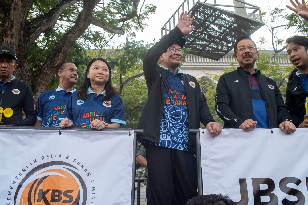 Prime Minister Datuk Seri Anwar Ibrahim at the launch of the 2023 National Sports Day in Putrajaya October 14, 2023. — Pictures by Shafwan Zaidon 