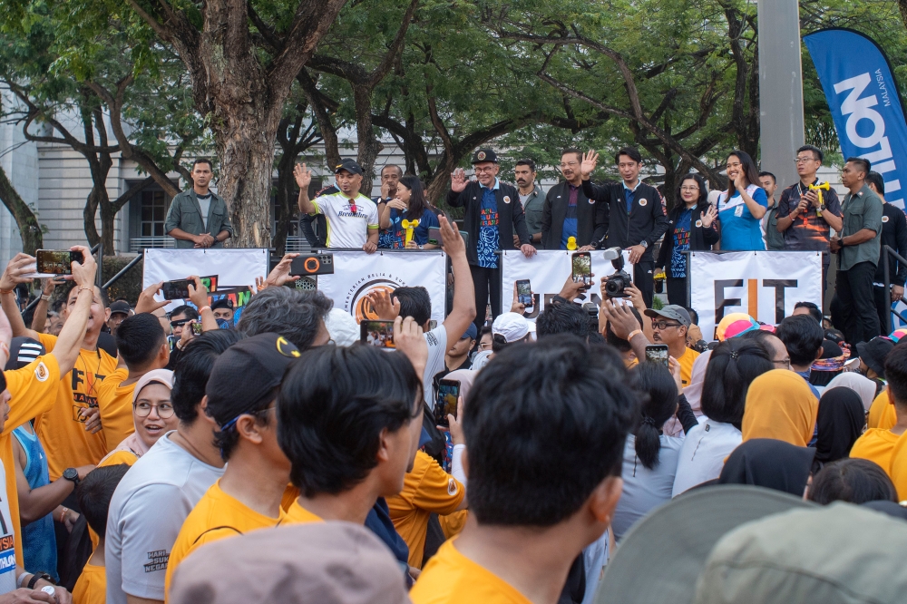 Prime Minister Datuk Seri Anwar Ibrahim attends the launch of the 2023 National Sports Day celebration at Dataran Putrajaya October 14, 2023. — Picture by Shafwan Zaidon