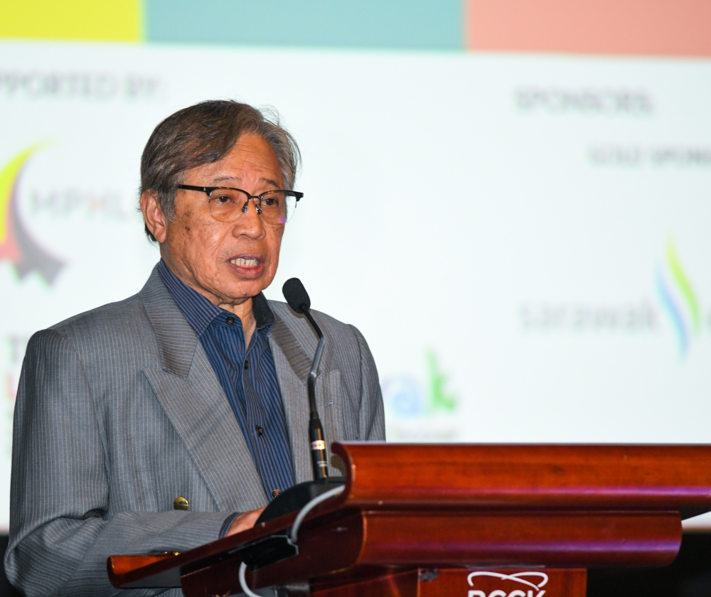 Premier Tan Sri Abang Johari Openg said he had requested the federal government for allocations to build drainage and irrigation systems in areas earmarked for padi cultivation in Limbang. — Picture by Sarawak Information Department