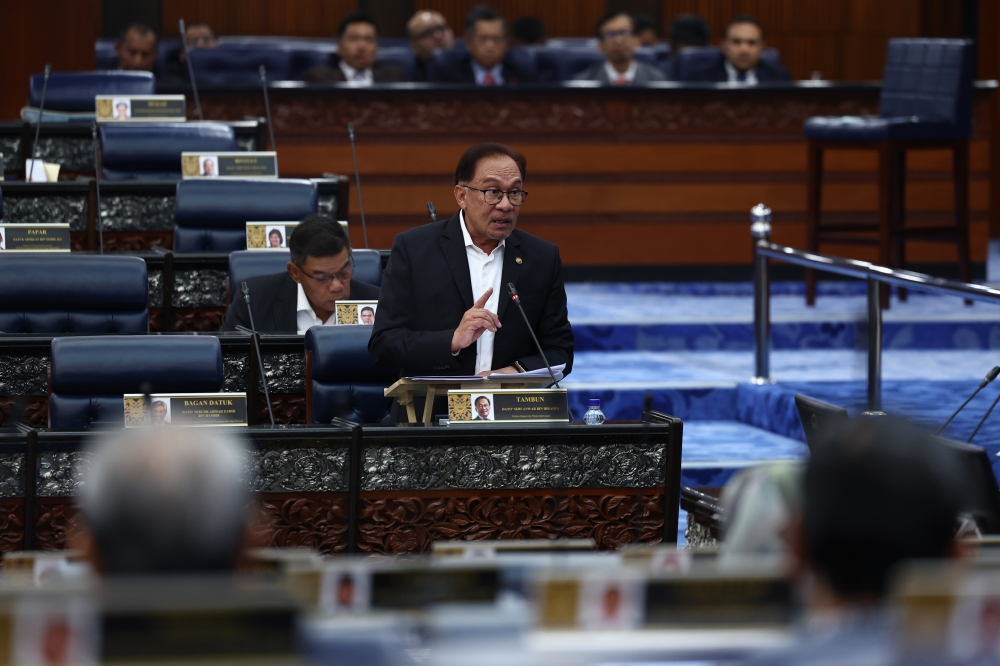 Prime Minister Datuk Seri Anwar Ibrahim speaks during the Minister’s Question Time in Parliament October 17, 2023. ― Bernama pic