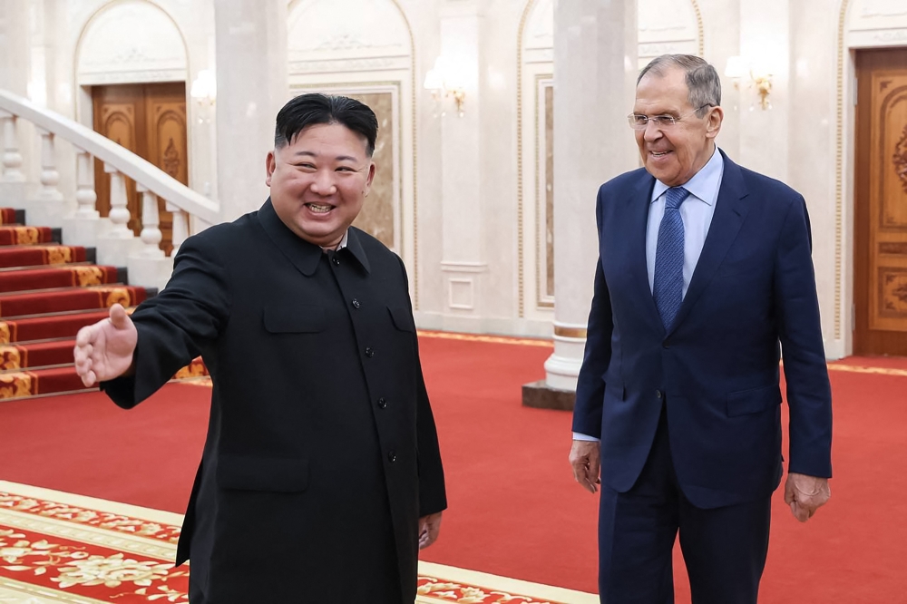 This handout picture released by the Russian Foreign Ministry on October 19, 2023 shows Russian Foreign Minister Sergei Lavrov meeting with North Korean leader Kim Jong-un in Pyongyang. — Handout / Russian Foreign Ministry / AFP pic