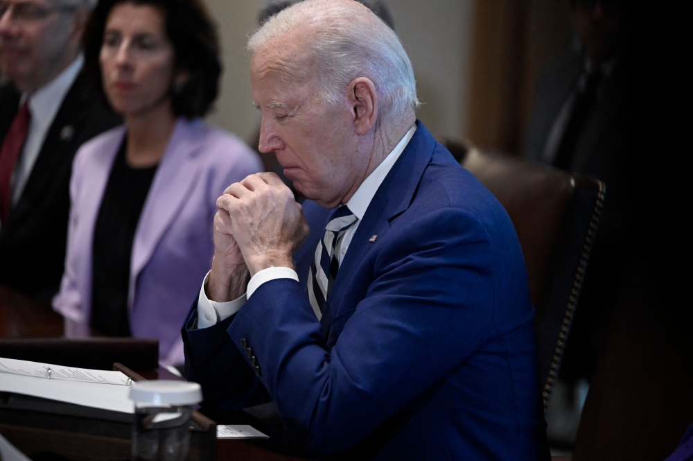 US President Joe Biden meets with the EU Commission during the EU-US summit at the White House in Washington October 20, 2023. — AFP pic