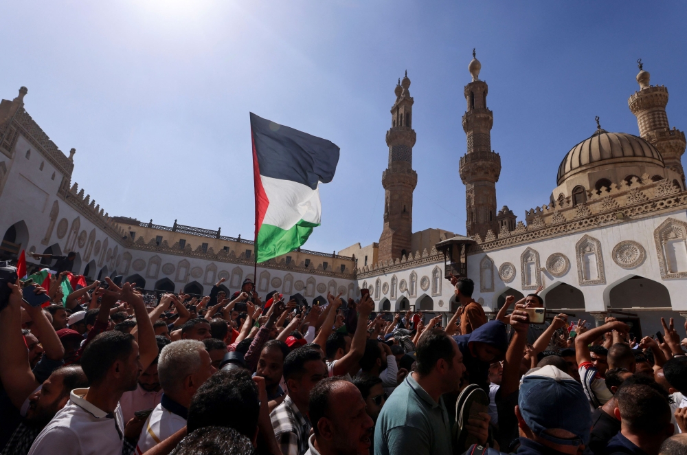 File photo of people taking part in a protest in support of Palestinians, amid the ongoing conflict between Israel and Palestinian Islamist group Hamas, at al-Azhar Mosque in Old Cairo, Egypt, October 20, 2023. — Reuters pic