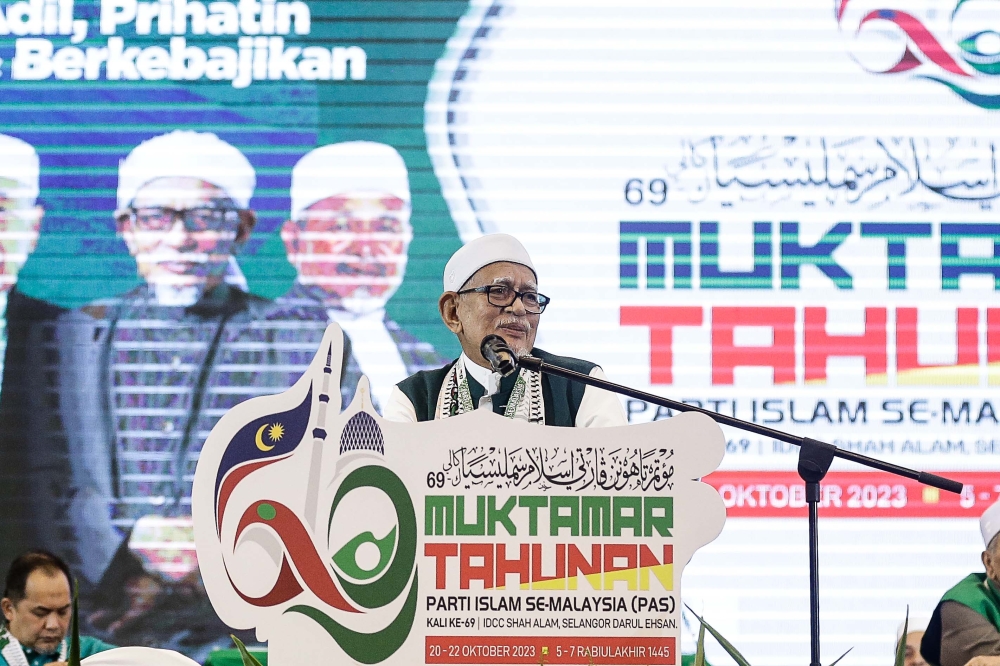 PAS president Tan Sri Abdul Hadi Awang broke from his norm to say his party must work hard towards winning the hearts of the non-Malays to win in the next general election. — Picture by Sayuti Zainudin