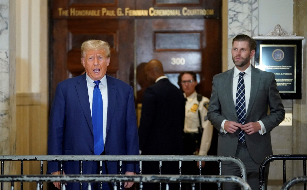 The judge presiding over Donald Trump’s civil fraud trial in New York fined the former US president US$10,000 on Wednesday for violating an order not to criticise court staff. — AFP pic