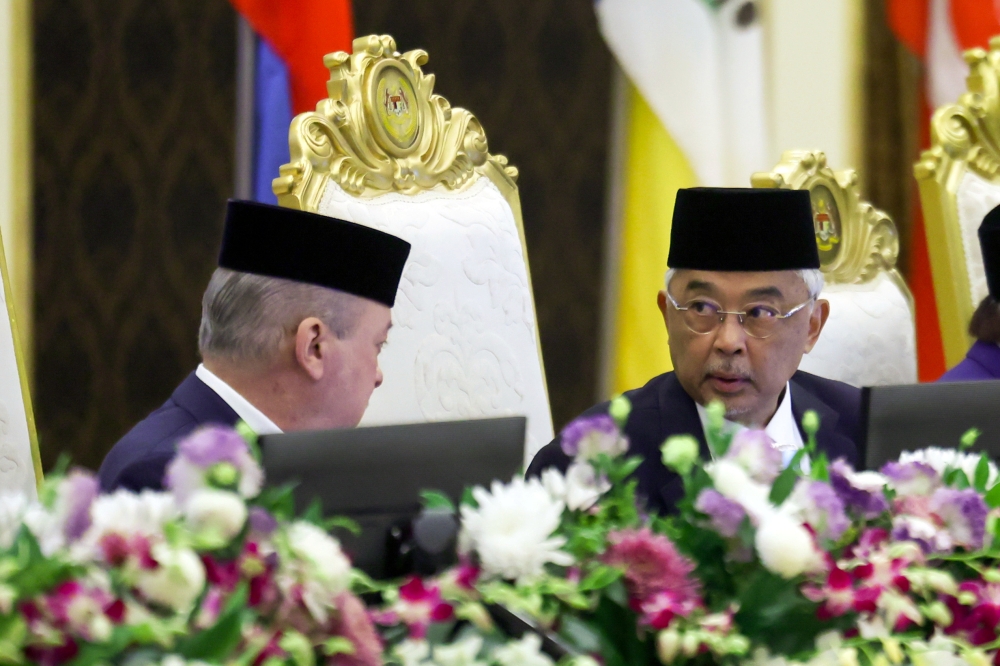 Yang di-Pertuan Agong Al-Sultan Abdullah Ri’ayatuddin Al-Mustafa Billah Shah attended the second day of the 262nd edition of the Conference of Rulers’ meeting at Istana Negara, today. — Bernama pic