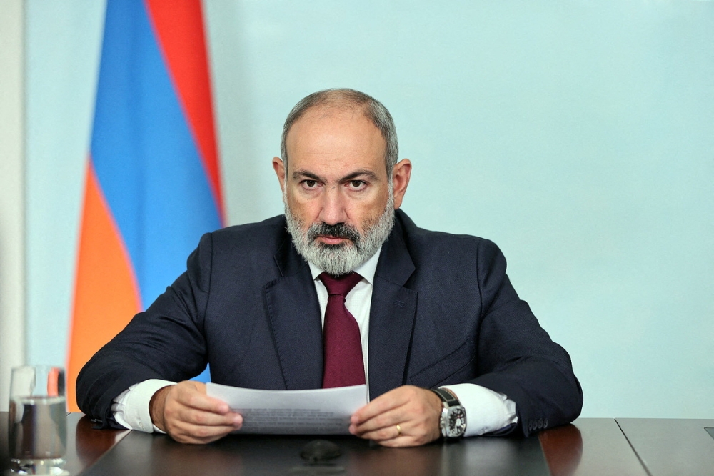 Speaking at a forum in the Georgian capital Tbilisi, Armenian Prime Minister Nikol Pashinyan said that Armenia also hopes to open its border with Turkey, a close ally to Azerbaijan, to citizens of third countries.. — Office of Prime Minister of Armenia handout via Reuters