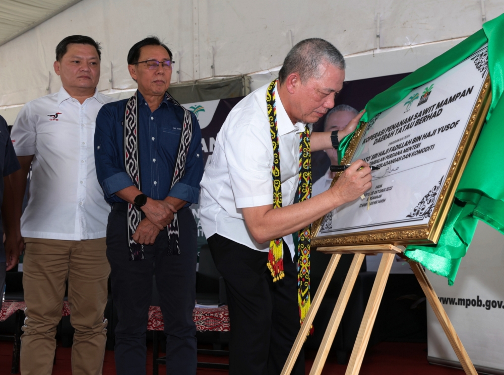Deputy Prime Minister Datuk Seri Fadillah Yusof officiates the MSPO programme for smallholder farmers in Bintulu October 28, 2023. — Bernama pic