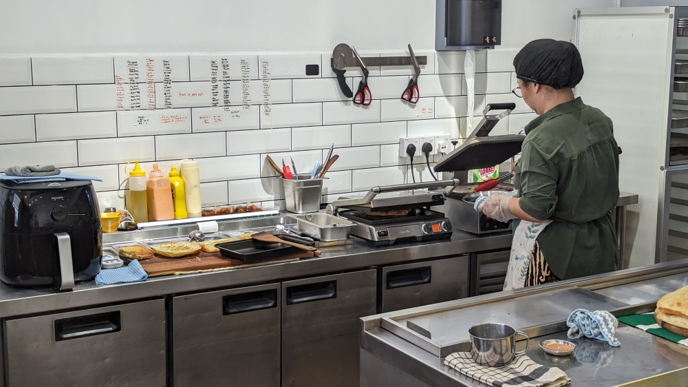 A pressing matter: sandwiches being prepared.