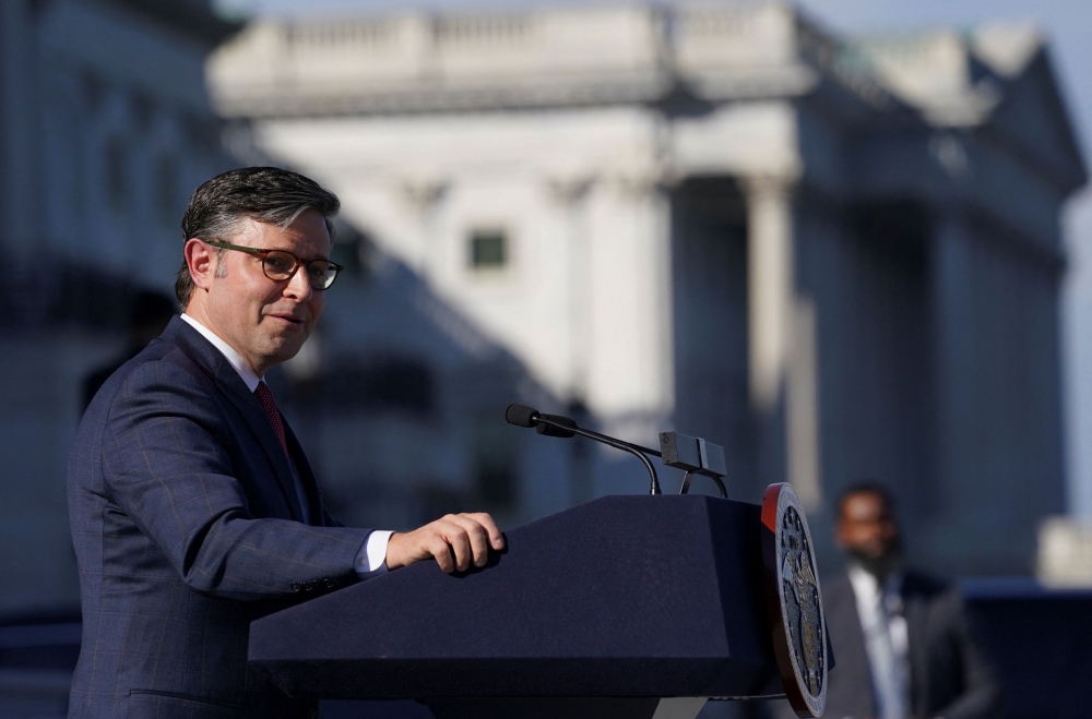 Newly installed US House Speaker Mike Johnson said yesterday he expects floor action this week to advance a funding bill to support Israel exclusively. — Reuters pic