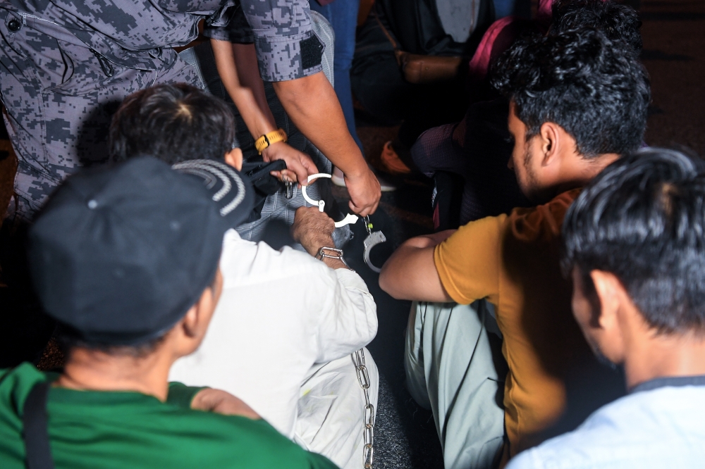 The Negeri Sembilan Immigration Department detained 216 foreigners, including 11 children, around Nilai in a five-day Op Sabong that began on Tuesday. — Bernama pic