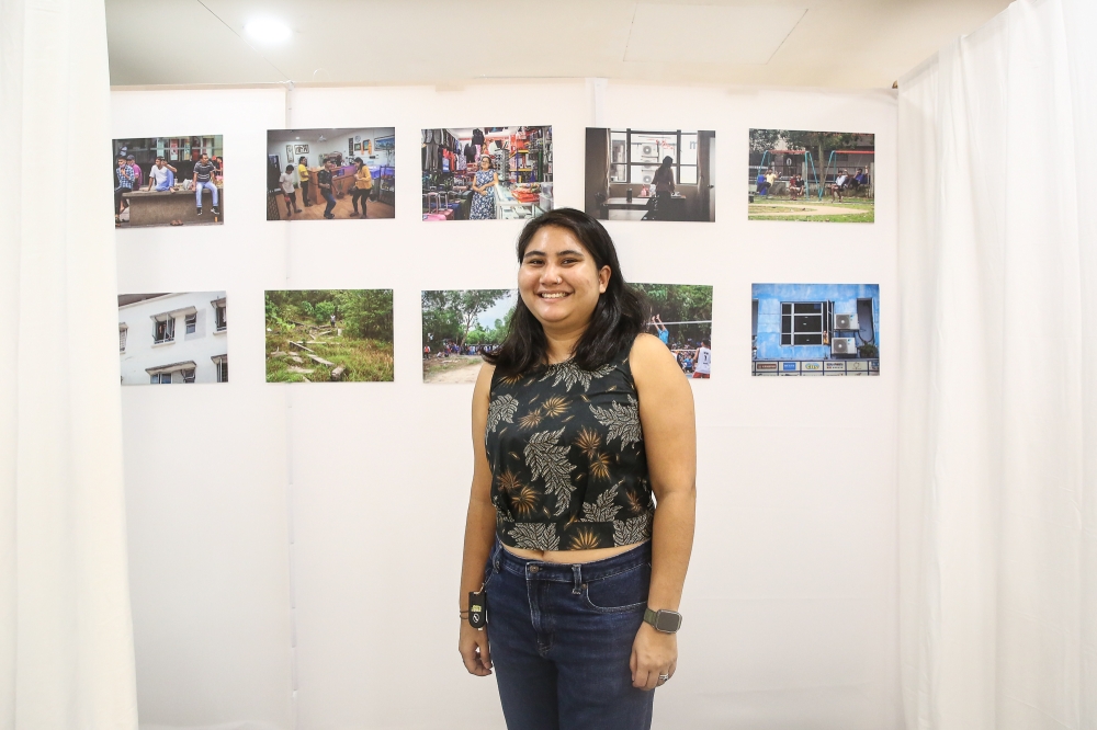Project Manager GCRF South-South Migration for Development and Equality Hub Sheril A.Bustaman poses for a picture during an exhibition focused on the Nepal-Malaysian corridor migration at Monash University in Bandar Sunway October 30, 2023. — Picture by Yusof Mat Isa