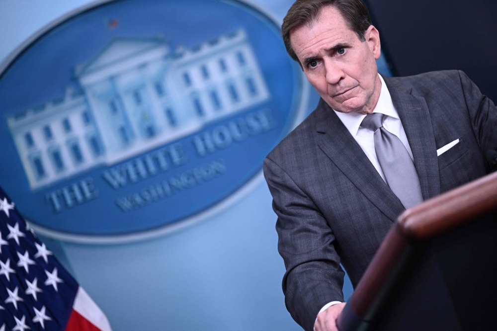 US National Security Council spokesman John Kirby speaks during the daily briefing at the White House. — AFP pic