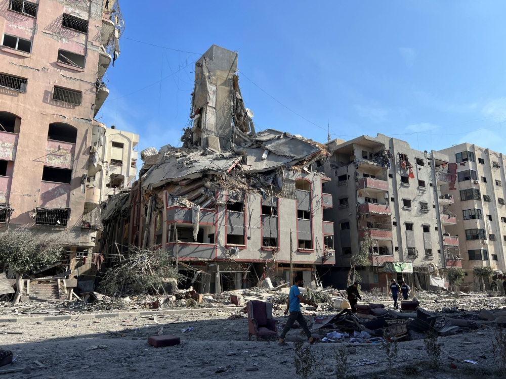 Damaged residential buildings are seen in Gaza City, October 30, 2023. — Reuters pic