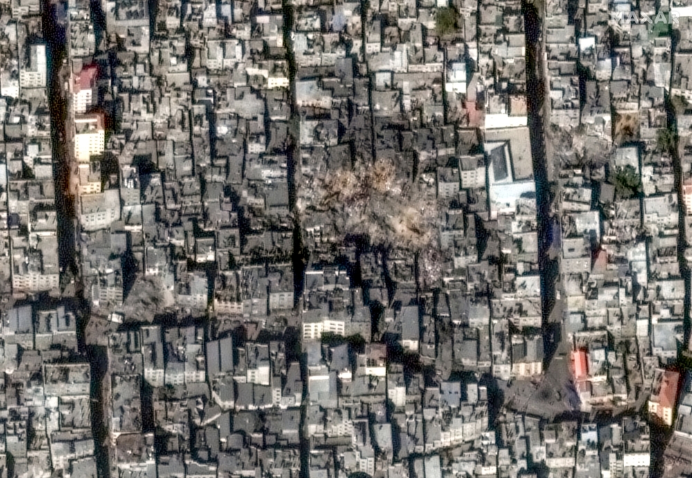 A satellite image shows an overview of Jabalia after explosions, November 1, 2023. — Maxar Technologies handout pic via Reuters