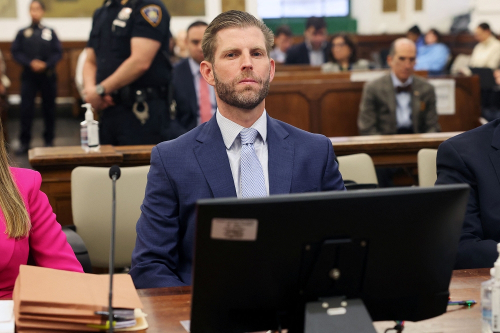 Former US President Donald Trump’s son and co-defendant, Eric Trump Jr attends the Trump Organization civil fraud trial, in New York State Supreme Court in the Manhattan borough of New York City November 3, 2023. — Spencer Platt/Pool/Reuters pic 