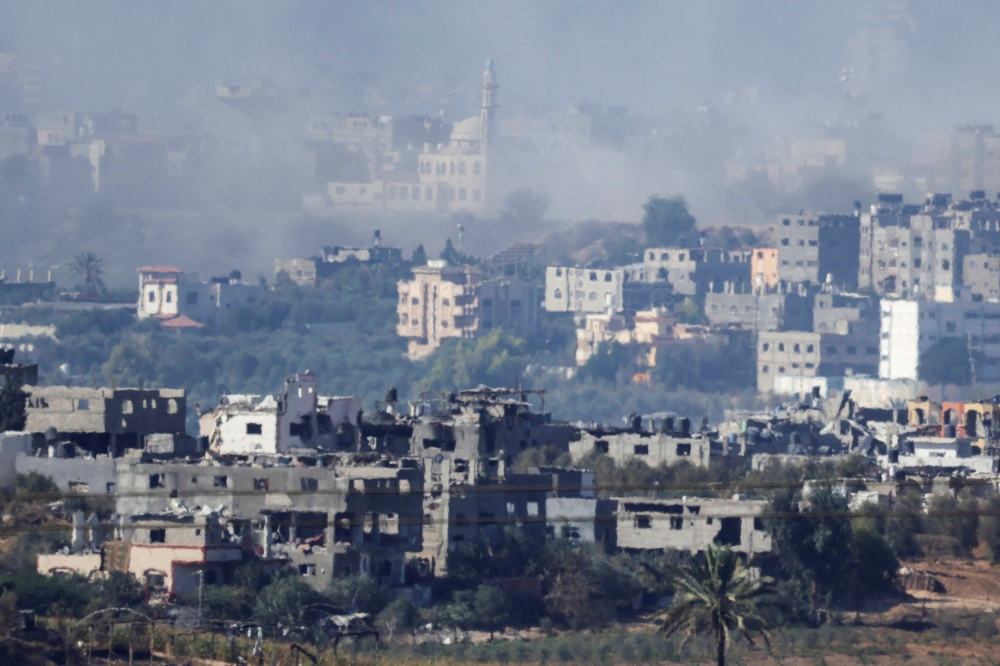 A view of damaged buildings in Gaza, amid the ongoing conflict between Israel and Palestinian Islamist group Hamas, as seen from southern Israel, November 4, 2023. — Reuters pic