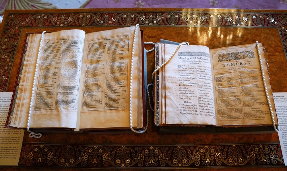 The first (left) and second folio of works by William Shakespeare are pictured during a reception at Windsor Castle in Windsor on July 18, 2023, on the 400th anniversary of the publication of the first Shakespeare Folio. — Andrew Matthews/Pool/AFP pic