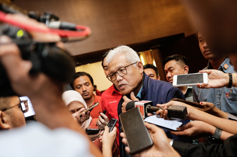 File photo of Datuk Seri Hamzah Zainuddin  at Glenmarie Hotel and Golf Resort in Selangor, — Photo by Sayuti Zainudin 