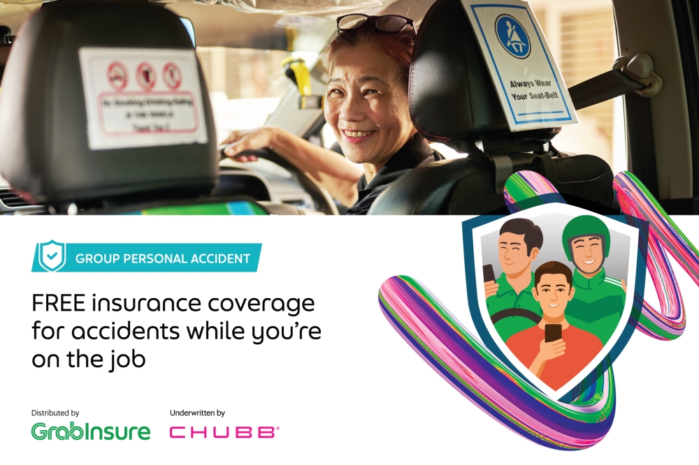 Grab offers free insurance to protect drivers and delivery-partners. — Picture courtesy of Grab Malaysia