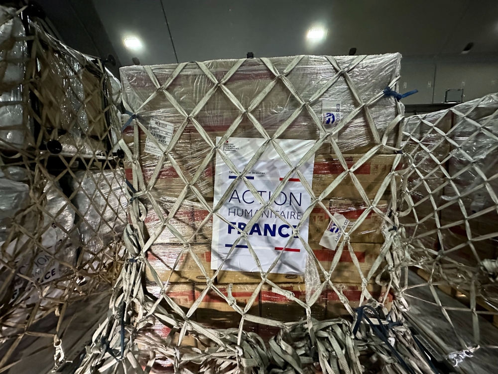 Three French planes delivering 54 tonnes of aid for Gaza arrived in Egypt this weekend and France has three naval vessels in the eastern Mediterranean ready to respond to the evolving situation, senior officials said yesterday. — Reuters pic