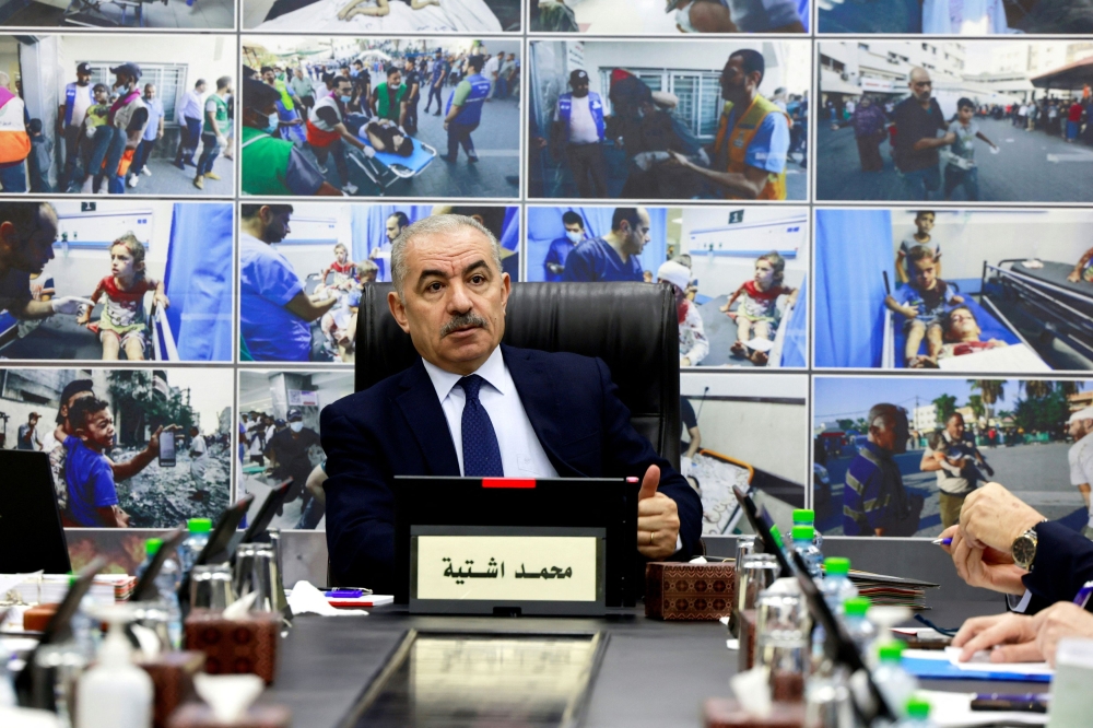 Palestinian Prime Minister Mohammad Shtayyeh said he hoped international pressure would bring a speedy transfer of the funds, which are collected by Israel in areas of the occupied West Bank, and paid to the Palestinian Authority under a longstanding arrangement between the two sides. — Pool via Reuters pic