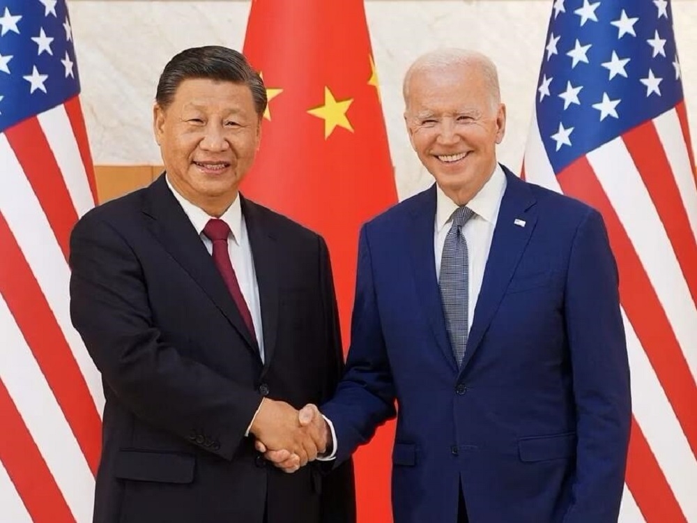 US President Joe Biden shakes hands with Chinese President Xi Jinping as they meet on the sidelines of the G20 leaders’ summit in Bali November 14, 2022. — Reuters pic
