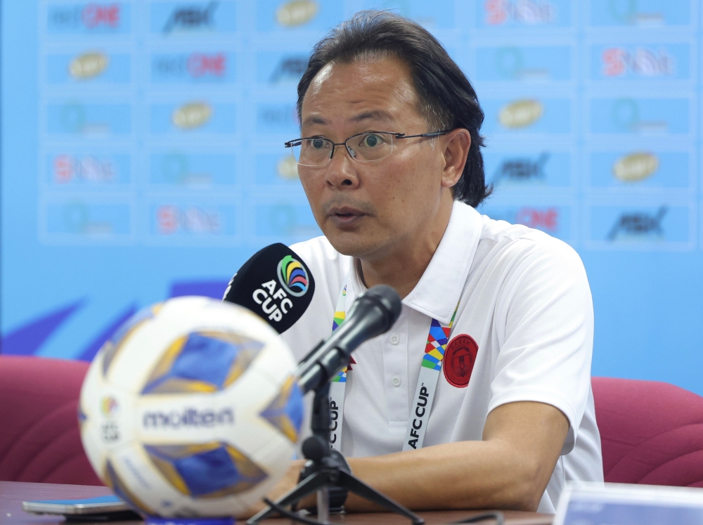 Sabah FC head coach Datuk Ong Kim Swee speaks during the AFC Cup Group H pre-match press conference where Sabah FC will face Hai Phong FC of Vietnam at the Likas Stadium in Kota Kinabalu November 8, 2023.  — Bernama pic