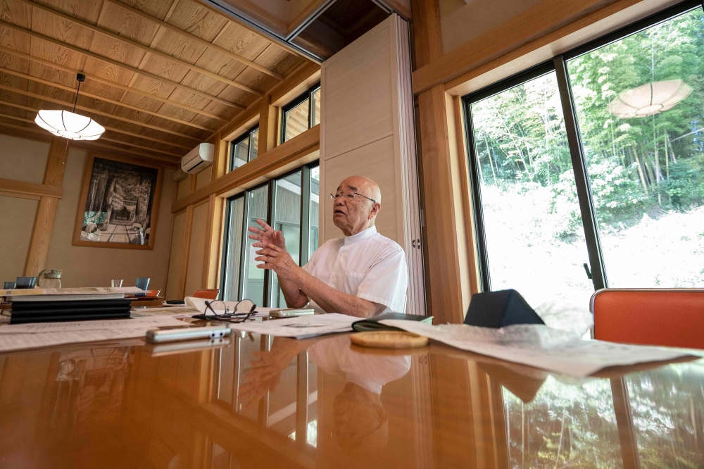 This photo taken on September 5, 2023 shows chief Buddhist priest Eiichi Shinohara speaking during an interview with AFP at his temple near the city of Narita, Chiba prefecture. — AFP pic