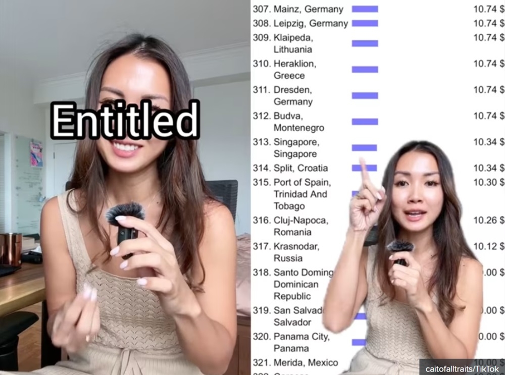 Actress and host Caitanya Tan posted a TikTok video in which she explained why Singaporeans are ‘lucky’ despite concerns over the rising cost of living. — Picture via TikTok/caitofalltraits