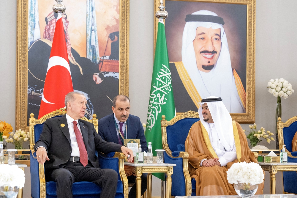 Turkey’s President Tayyip Erdogan arrives to attend Organisation of Islamic Cooperation summit in Riyadh, Saudi Arabia, November, 11, 2023. ― Reuters pic