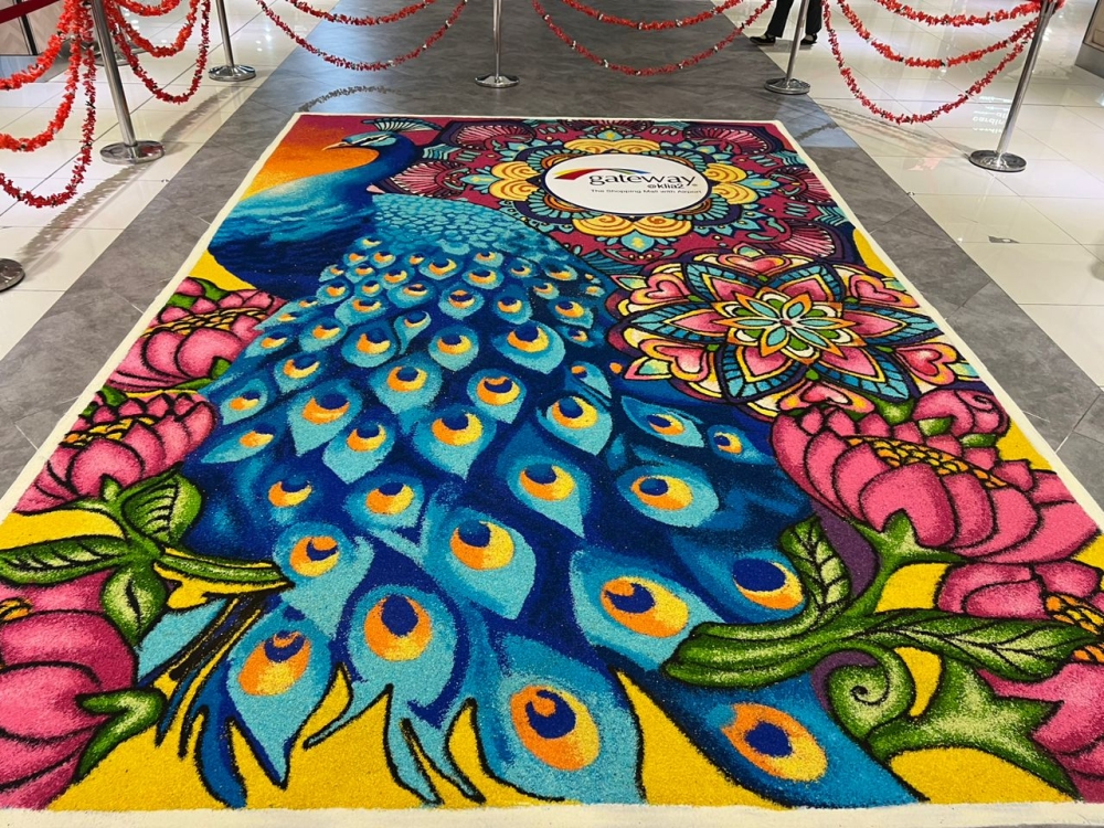 One of the rangoli kolam made by Sivabalan being displayed at KLIA2.— Picture courtesy of Sivabalan Arumugam. 