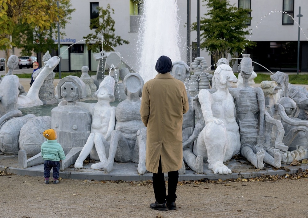 The unusual fountain — featuring 33 humanoid sculptures seated in a circle — was created by the provocative Viennese artist group Gelitin after their design symbolising the ‘communal responsibility for water’ as a precious resource won over the jury. — AFP pic