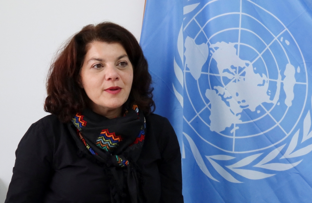 Tamara Alrifai, UNRWA Director of External Relations and Communications, speaks during an interview with Reuters in Amman, Jordan November 13, 2023. — Reuters pic