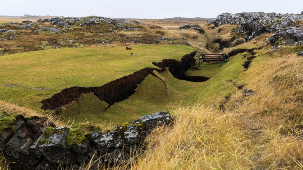 A general view of damage due to volcanic activity at a golf course, in Grindavik, Iceland November 11, 2023. — Reuters pic