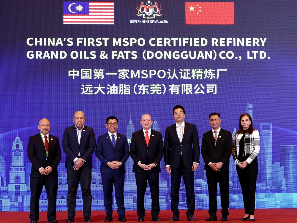 Deputy Prime Minister and Minister of Plantation and Commodities Datuk Seri Fadillah Yusof (centre) after a High Level Roundtable Meeting with Major Stakeholders of Palm Oil at China Hall Pudong, Shanghai, November 14, 2023. — Bernama pic 