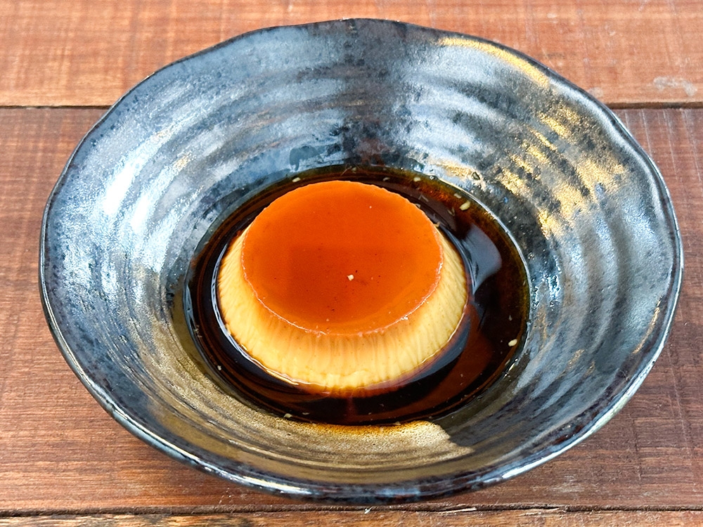End your meal with an unusual umami Miso Creme Caramel.